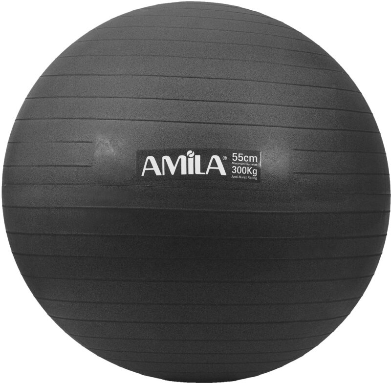 μπάλα γυμναστικής amila gymball 55cm μαύρη bulk